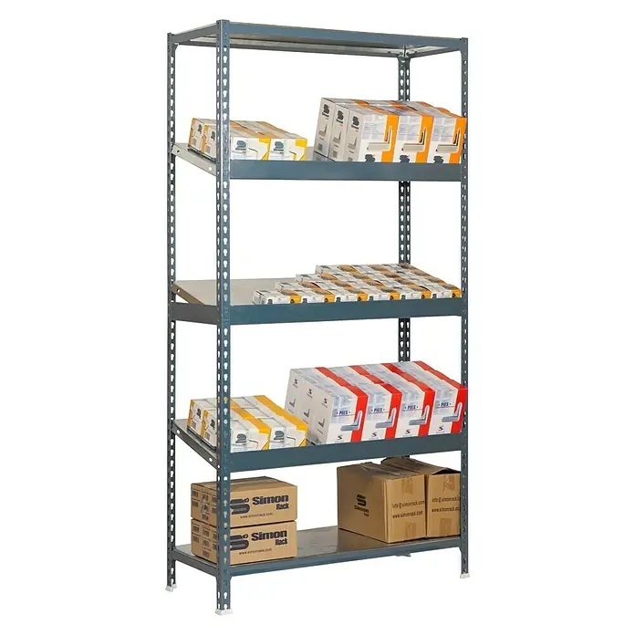 Simonrack Simonclick Estantería metálica Simonexpo Plus - L x An x Al: 40 x 100 x 200 cm, Capacidad de carga: 200 kg/balda, Número de baldas: 5 ud., Gris