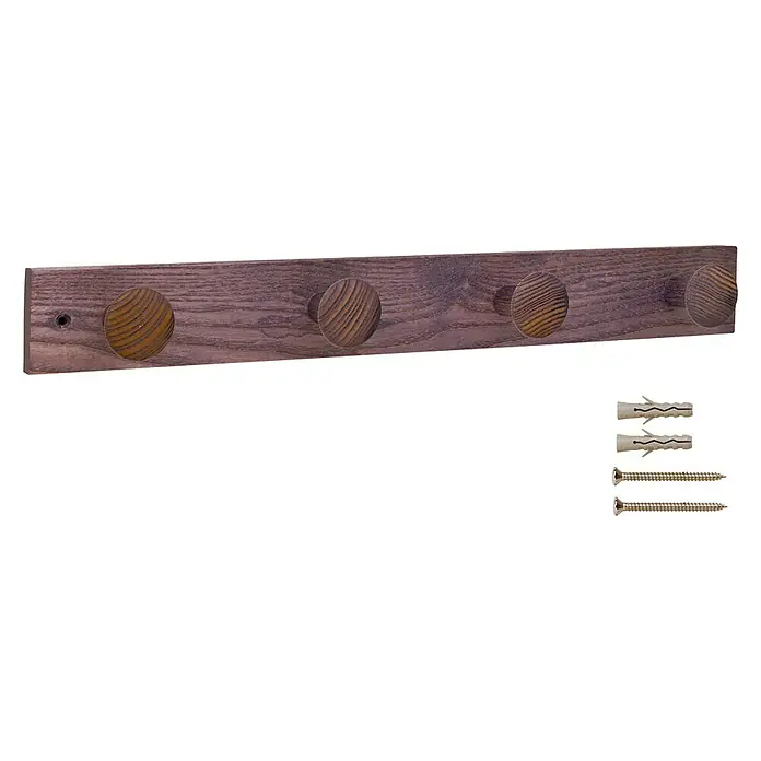 Inofix Perchero 3734 - L x An x Al: 48,8 x 6 x 6 cm, Número de ganchos: 4 ud., Violeta, Madera de fresno