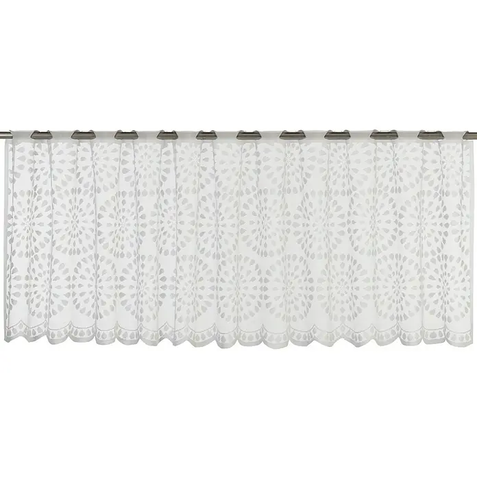 Elbersdrucke Bistrogardine Circolo - B x H: 160 x 45 cm, 100 % Polyester, Grafisch, Weiß - Vorderansicht