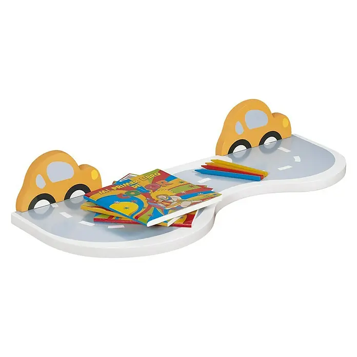 Rei Estante flotante Coche - L x An x Al: 60 x 25 x 3,6 cm, Blanco/Amarillo