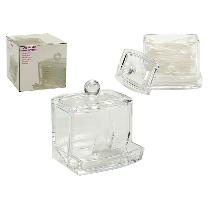 Organizador para bastoncillos - L x An x Al: 9,3 x 8 x 10 cm, Transparente, Plástico