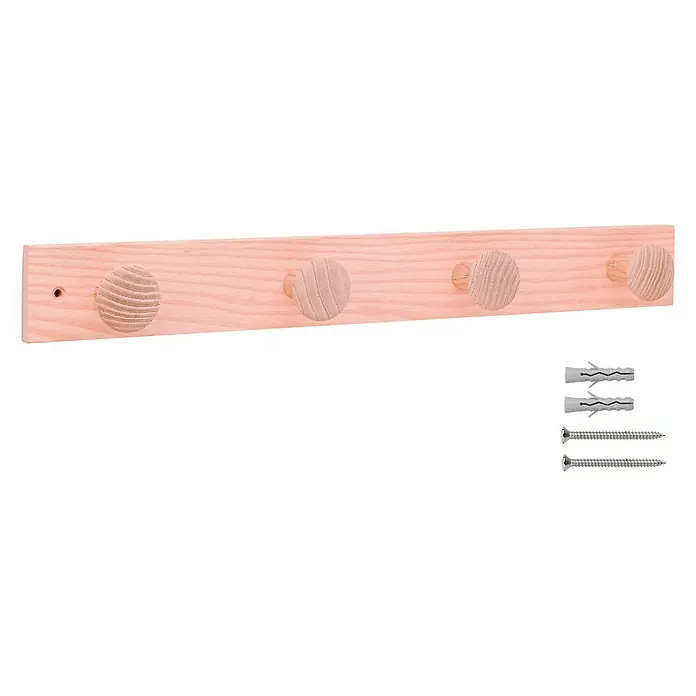 Inofix Perchero 3734 - L x An x Al: 48,8 x 6 x 6 cm, Número de ganchos: 4 ud., Rosa, Madera de fresno