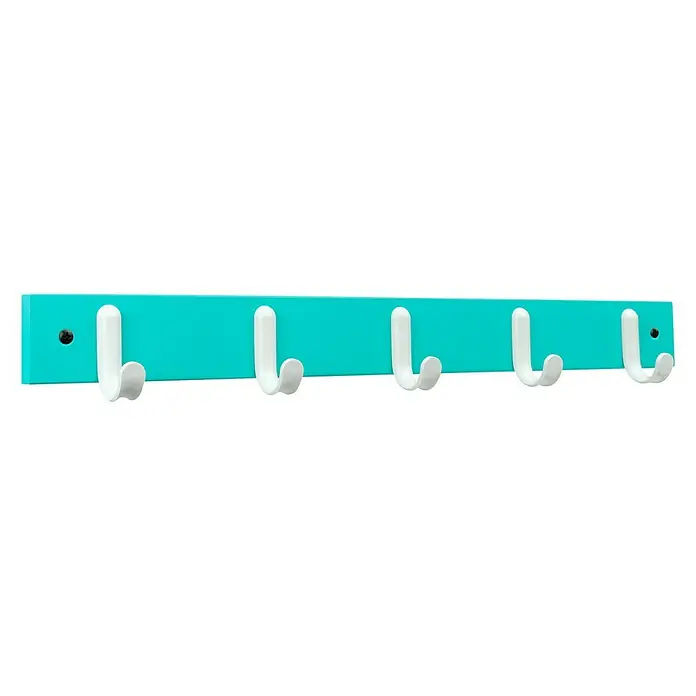 Inofix Perchero 3707 - L x An x Al: 48,8 x 6 x 5,2 cm, Número de ganchos: 5 ud., Turquesa, Madera