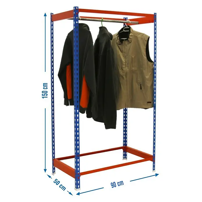 Simonrack Simonclothing Estantería metálica Single 1 - L x An x Al: 50 x 90 x 150 cm, Capacidad de carga: 25 kg/balda, Azul/Naranja
