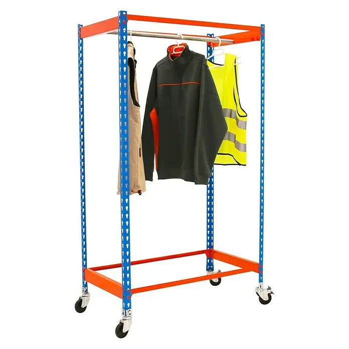 Simonrack Simonclothing Estantería metálica Single 1 Mobile - L x An x Al: 50 x 90 x 150 cm, Capacidad de carga: 25 kg/balda, Azul/Naranja