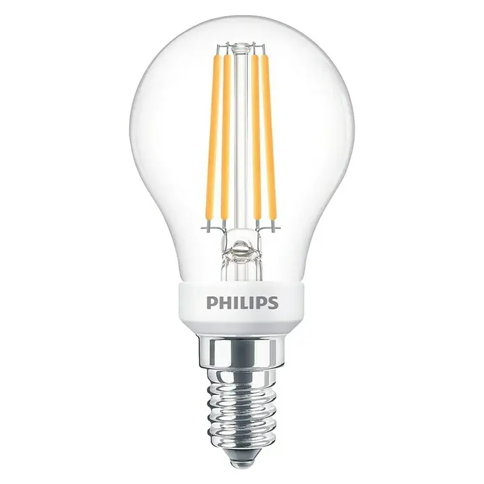 Philips Bombilla LED - 5 W, E14, Color de luz: Blanco cálido, Intensidad regulable, Redonda