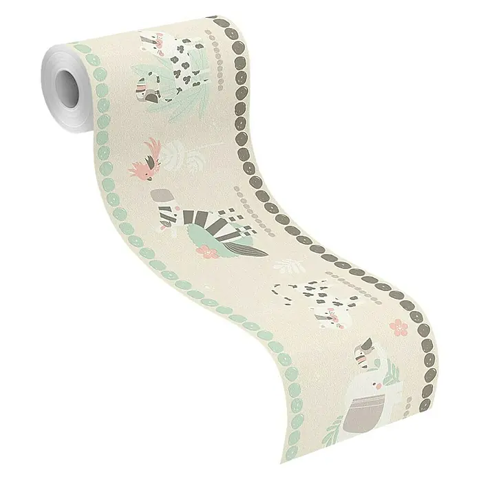 Rasch Bambino Tapetenborte Tiere - Beige, Motiv, 5 x 0,17 m, Papier - Anwendungsbeispiel