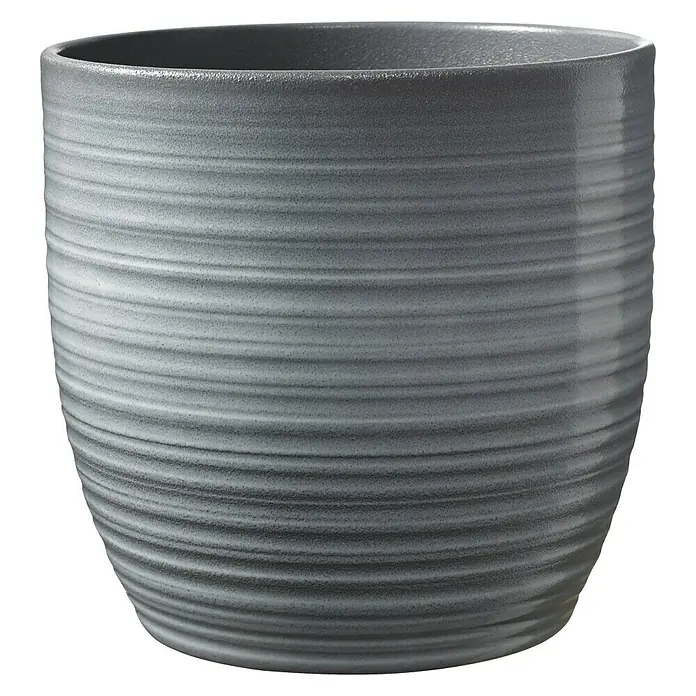SK Okrugla tegla za biljke Bergamo - Vanjska dimenzija (ø x V): 16 x 15 cm, Svijetlosive boje, Keramika, Sjaj