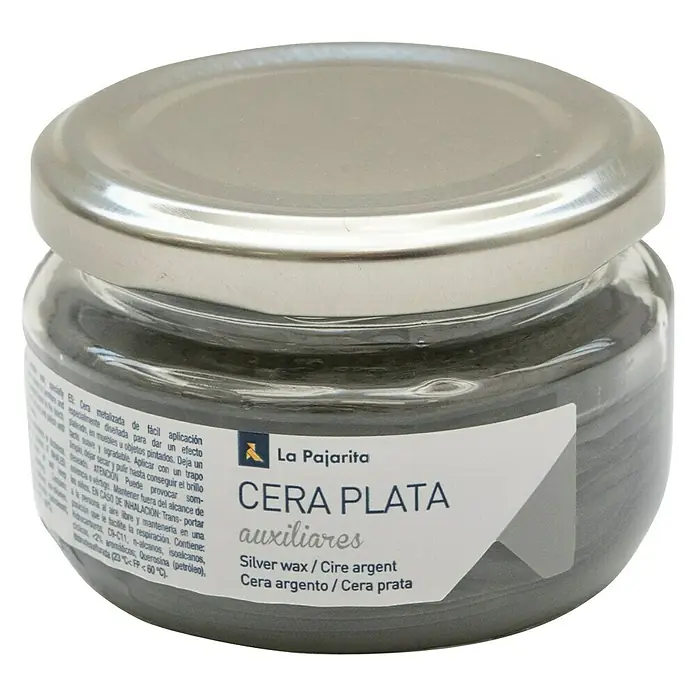 La Pajarita Cera decorativa Sólida Metalizada - Plateado, 75 ml, Satinado