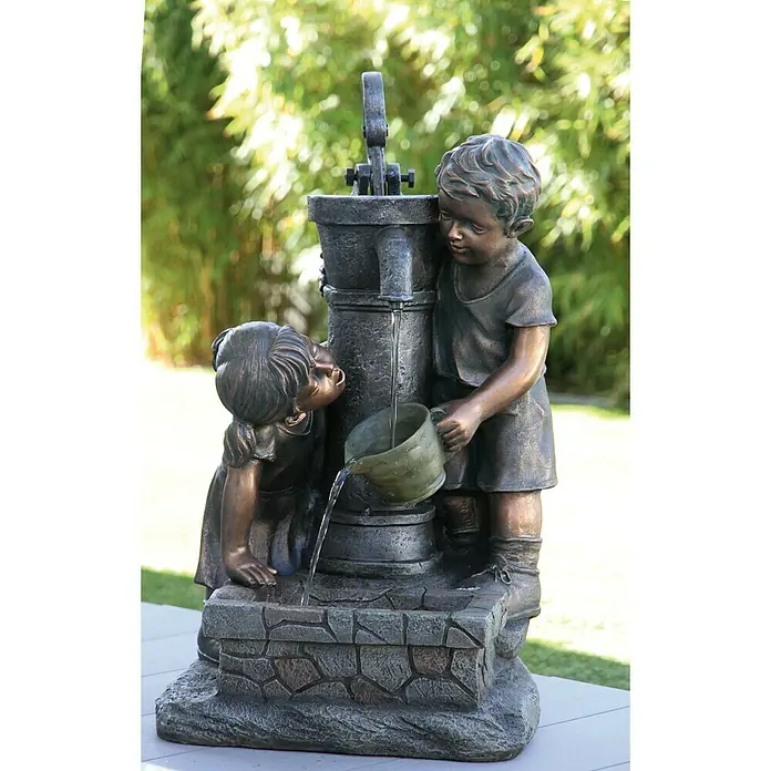 Silex Fontana od umjetnog kamena Fynn und Merle - 38,5 x 34 x 67 cm - Živopisni prikaz