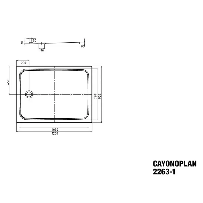 Kaldewei Duschwanne Cayonoplan 2263-1 - L x B: 120 x 90 cm, Stahl, Weiß