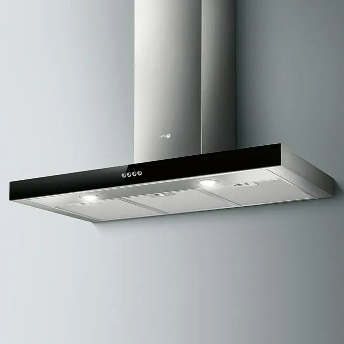 Turboair Campana de pared Norma - Ancho: 90 cm, Potencia de aire máx.: 368 m³/h, Negro/Acero inoxidable