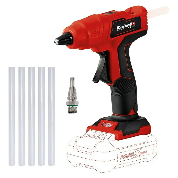 Einhell Power X-Change Akku-Heißklebepistole TE-CG 18 Li-Solo - 18 V, Ohne Akku, Durchmesser Klebepatrone: 11 mm