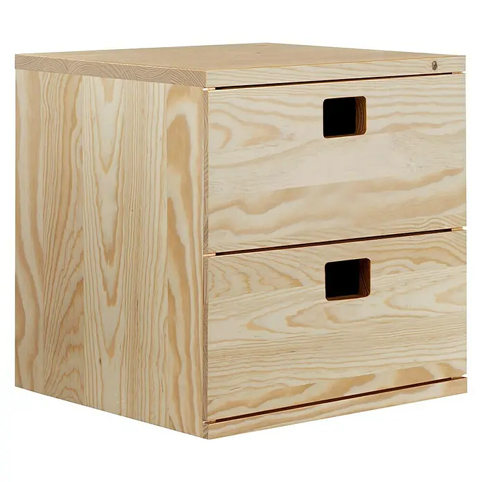 Astigarraga Dinamic Cajonera - 33 x 36,2 x 36,2 cm, Número de cajones: 2 ud., Madera de pino, Natural