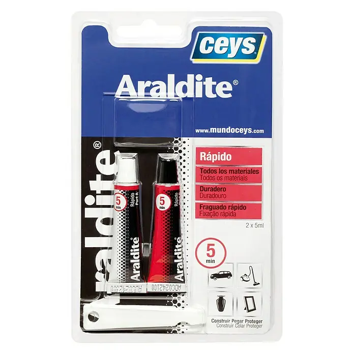 Ceys Adhesivo de resina epoxi de 2 componentes Rápido Araldite - 10 ml, Amarillo