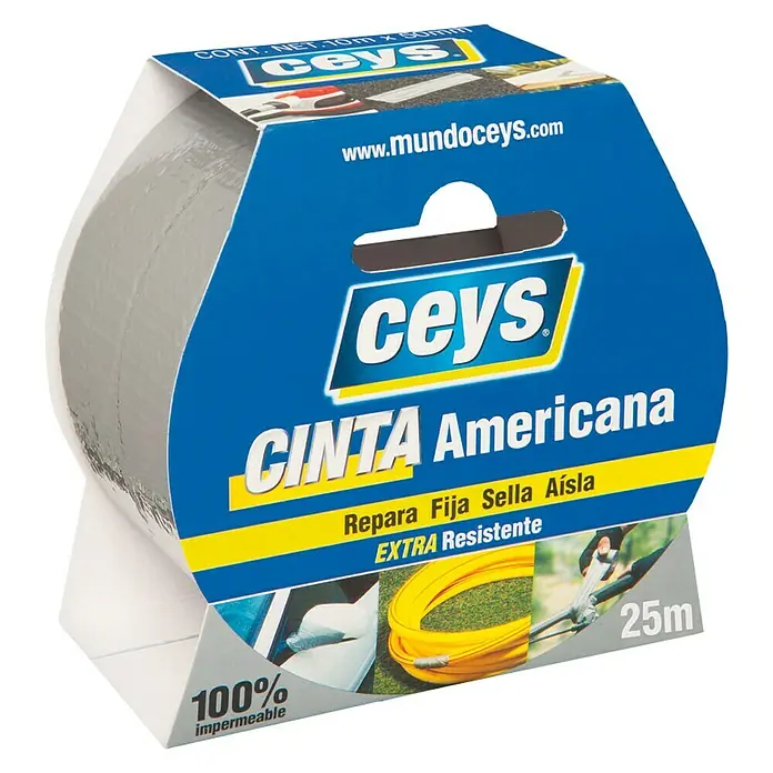 Ceys Cinta adhesiva americana - Gris, 25 m x 50 mm