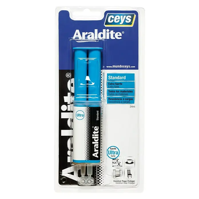 Ceys Adhesivo de resina epoxi de 2 componentes Araldite Standard - 24 ml, Amarillo, Base de resina epoxi
