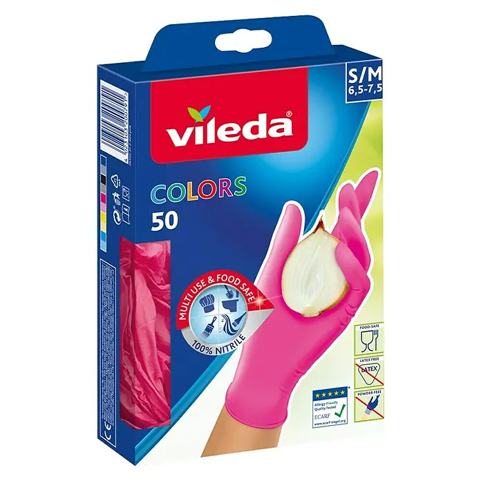 Vileda Guantes domésticos Colors - S/M, Variado, Látex