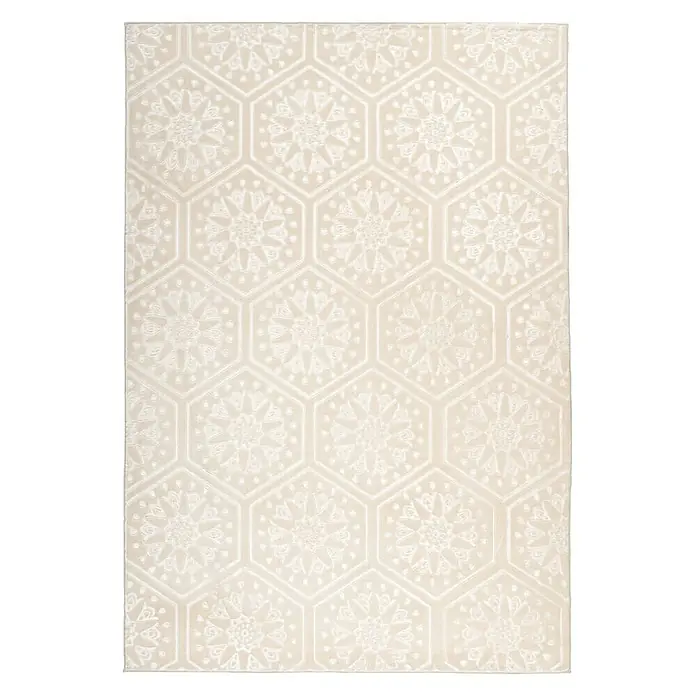 Kayoom Kurzflorteppich Monroe II - Creme, 300 x 80 cm, 100 % Polyester - Ansicht von oben