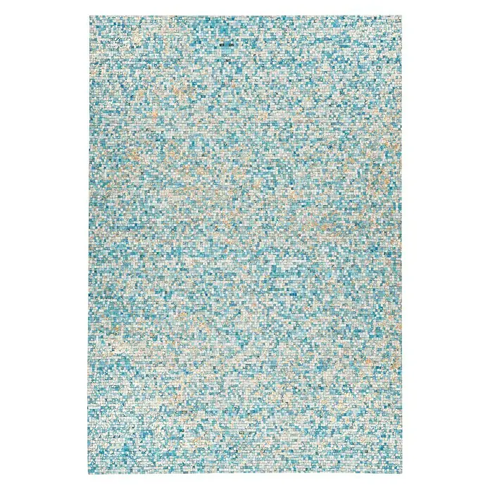 Kayoom Echtlederteppich Finish - Türkis, 150 x 80 cm, 100 % Leder - Ansicht von oben