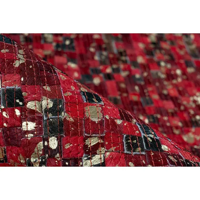 Kayoom Echtlederteppich Finish - Rot, 150 x 80 cm, 100 % Leder - Detailaufnahme
