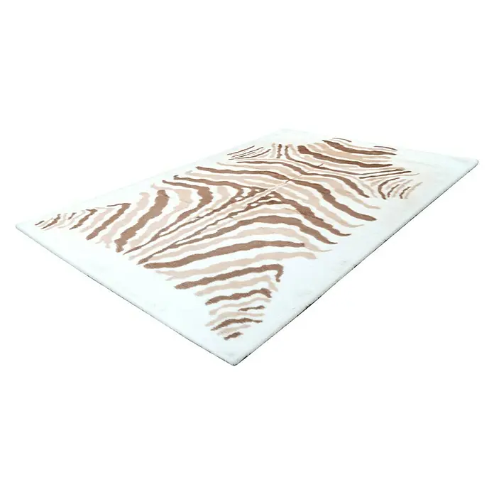 Kayoom Hochflorteppich Zebra - Weiß/Braun, 230 x 160 cm, 100 % Polyester - Rechte Seitenansicht