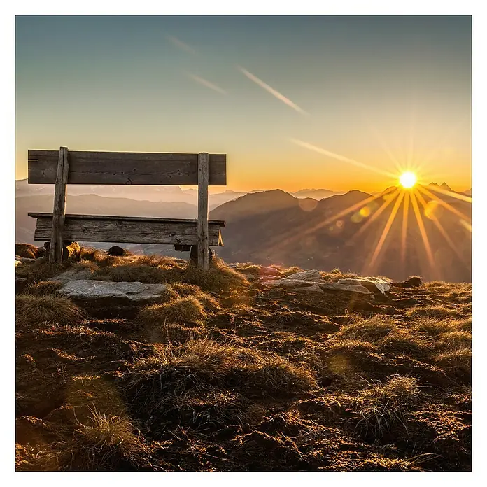 ProArt Glasbild - Bench & Horizon, B x H: 50 x 50 cm - Vorderansicht