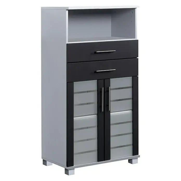 Schildmeyer Niko Highboard - 60 x 32,6 x 110,5 cm, Silber/Anthrazit - Linke Seitenansicht
