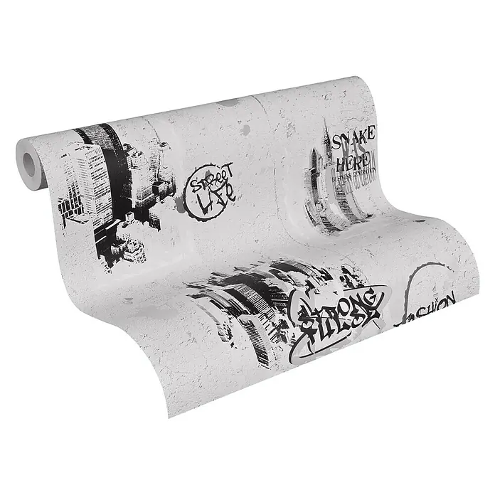 AS Creation Boys And Girls 6 Papiertapete - Grau, Motiv, 10,05 x 0,53 m - Ansicht von oben