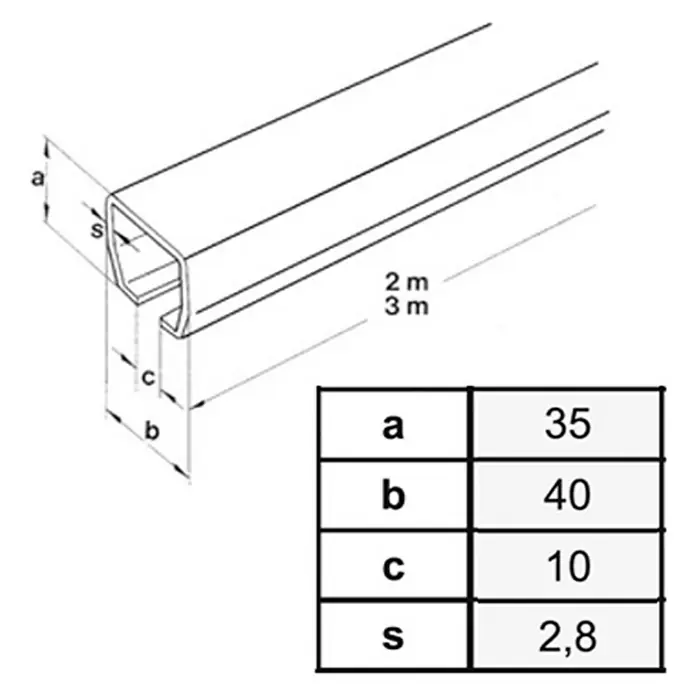 HBS Betz Laufschiene Typ 30 - 200 cm, Traglast: 180 kg, Einsatzbereich: Stallungen