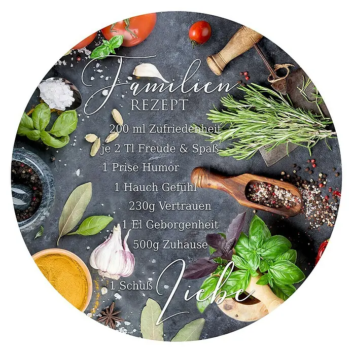 ProArt Glasbild - Familienrezept, Durchmesser: 30 cm - Vorderansicht