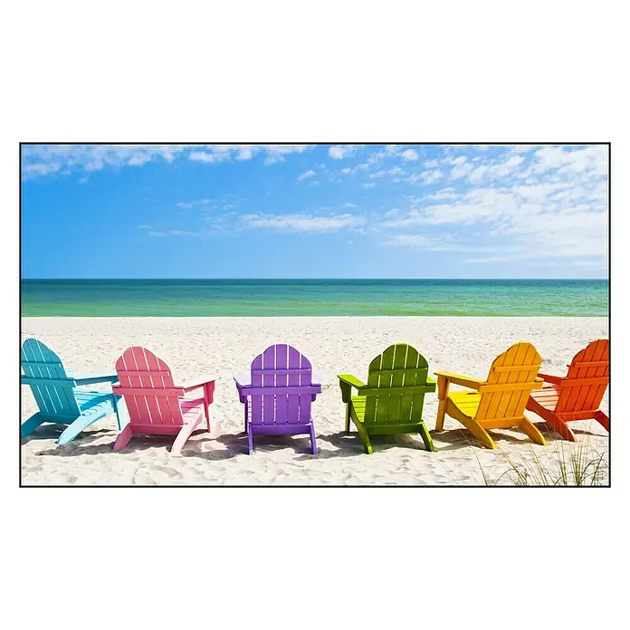 Cuadro de vidrio Beach chairs - Sillas de playa, An x Al: 120 x 70 cm