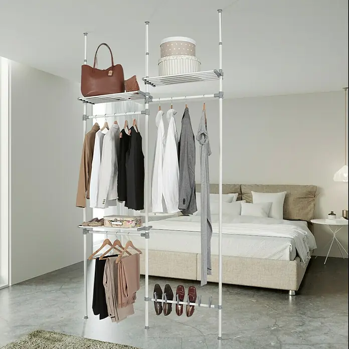 Juego de barras para ropa de 2 cuerpos - Apto para: Armarios para ropa, Largo: 25 cm, Blanco