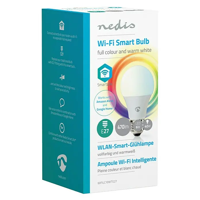 Nedis Smartlife LED-Leuchtmittel - 1 Stk., E27, 6 W, RGBW, Dimmbar - Vorderansicht