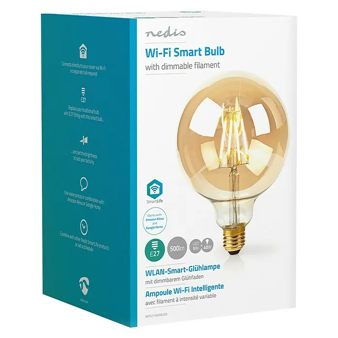 Nedis Smartlife LED-Leuchtmittel - E27, 5 W, Warmweiß, Dimmbar - Vorderansicht
