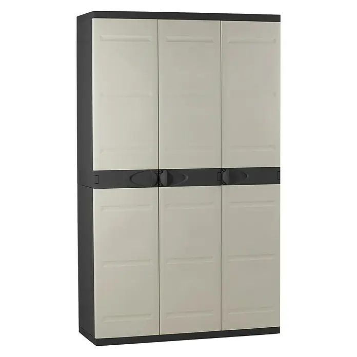 Plastiken Titanium Armario de PVC con 3 puertas - L x An x Al: 44 x 105 x 176 cm, Capacidad de carga: 20 kg/balda, Gris/Negro