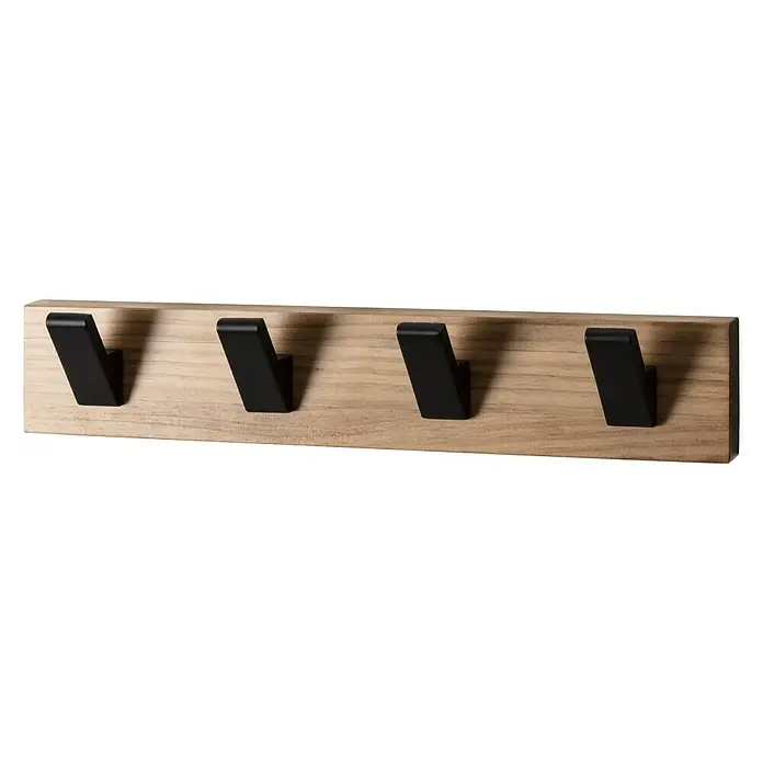 Nesu Garderobenleiste - L x B x H: 40 x 5,6 x 7 cm, Anzahl Haken: 4 Stk., Braun, Schwarz