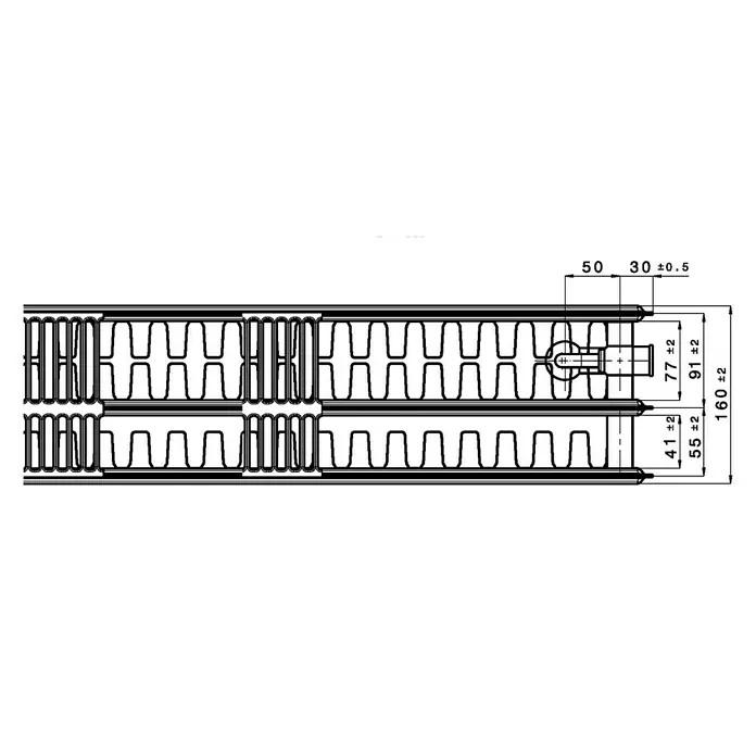 Universal-Flachheizkörper - B x H: 100 x 50 cm, 6-fach, Typ: 3K-33, 1.948 W