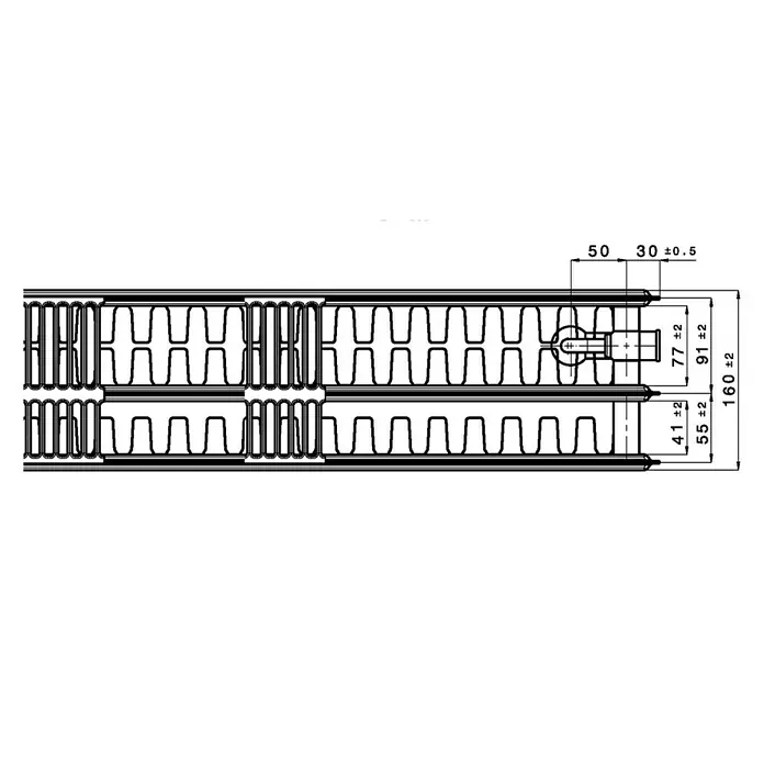 Universal-Flachheizkörper - B x H: 160 x 50 cm, 6-fach, Typ: 3K-33, 3.117 W