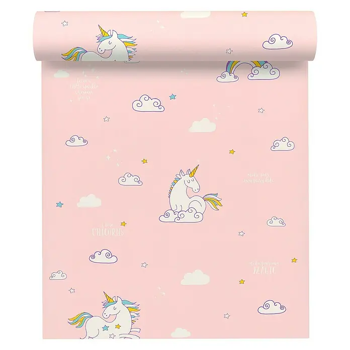 AS Creation Boys And Girls 6 Papiertapete Einhorn - Rosa, Motiv, 10,05 x 0,53 m - Vorderansicht