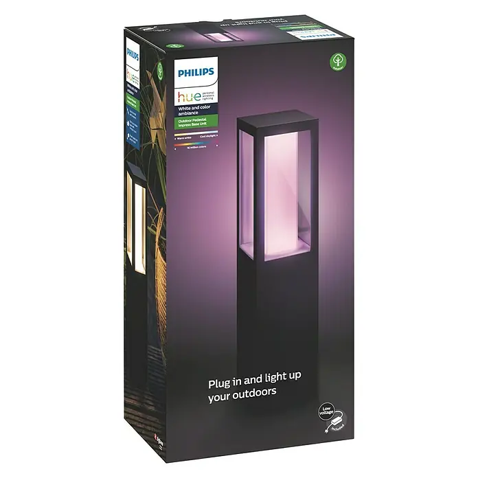 Philips Hue Impress Sobremuro LED - 8 W, Negro, L x An x Al: 10 x 10 x 40 cm - Primer plano
