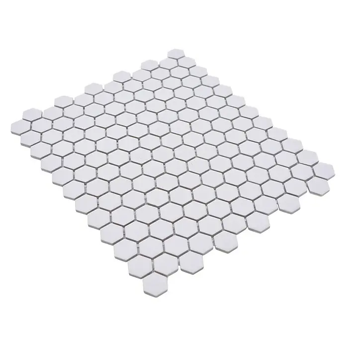 Mosaikfliese Hexagon Uni HX AT21 - 26 x 30 cm, Weiß, Matt - Rechte Seitenansicht
