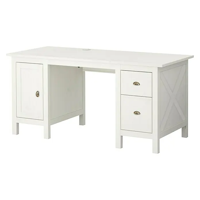Phönix Schreibtisch Country - L x B x H: 65 x 160 x 74 cm, Weiß - Vorderansicht