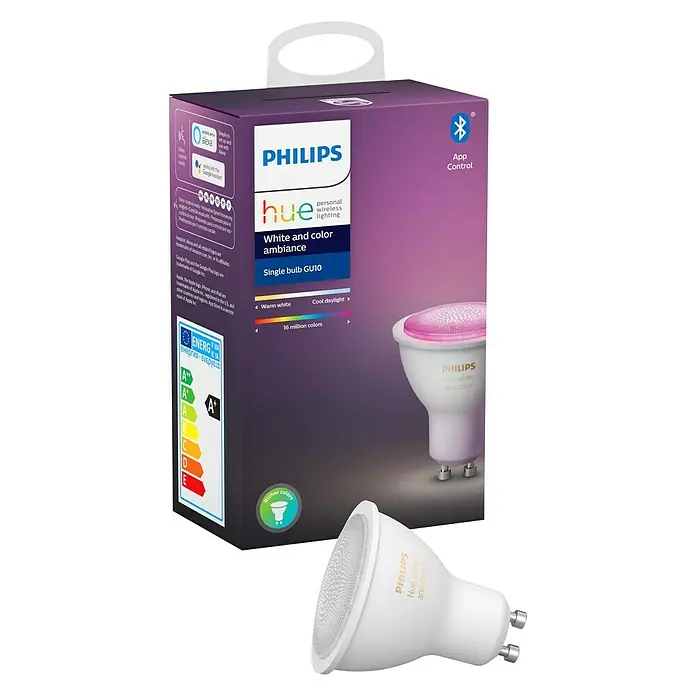 Philips Hue LED žarulja White & Color Ambiance - GU10, 5,7 W, RGBW, Može se prigušiti, 1 kom - Pogled s lijeve strane