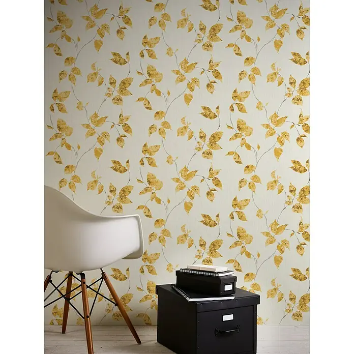 AS Creation Flavour Vliestapete Blumenranke - Gelb, Floral, 10,05 x 0,53 m - Stimmungsaufnahme