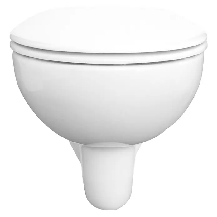 Wand-Dusch-WC Tek - Mit Spülrand, Mit antibakterieller Glasur, Spülform: Tief, WC Abgang: Waagerecht, Weiß - Vorderansicht