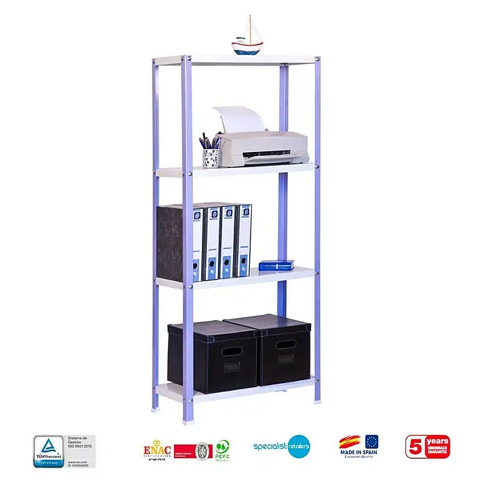 Simonrack Simonhome Estantería metálica Homeclassic Color Mini - L x An x Al: 30 x 80 x 160 cm, Capacidad de carga: 100 kg/balda, Número de baldas: 4 ud., Lila