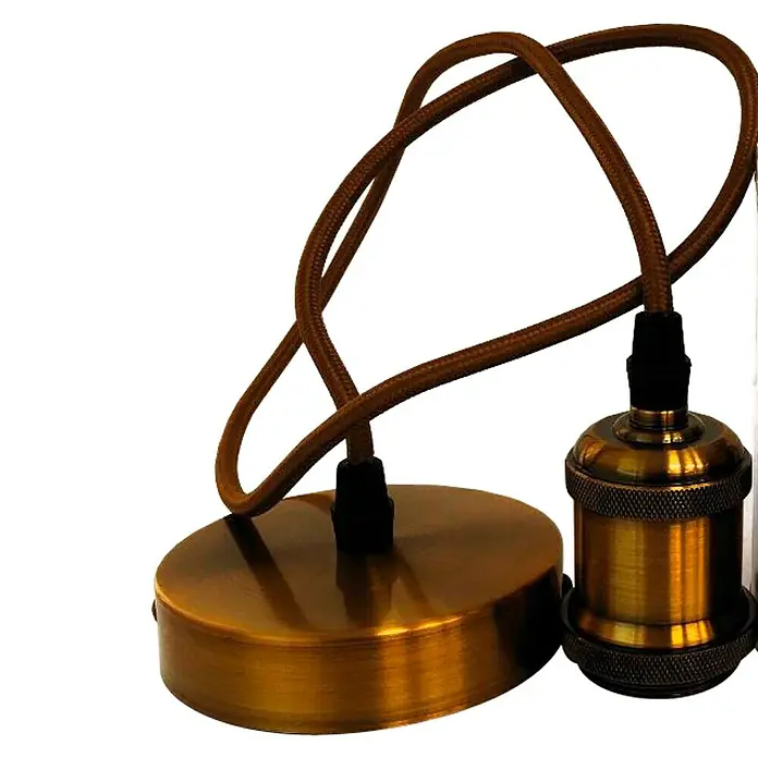 Garza Lámpara colgante Vintage - 60 W, L x An x Al: 10 x 10 x 100 cm, Oro, E27