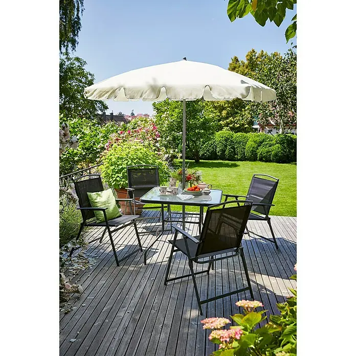 Sunfun Set de muebles de jardín Marta - 5 piezas, Vidrio/Textil, Acero, Antracita