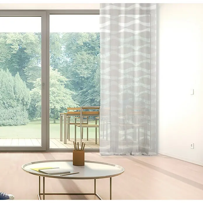 Visillo para ventana Lima - 140 x 280 cm, 100% poliéster, Gris